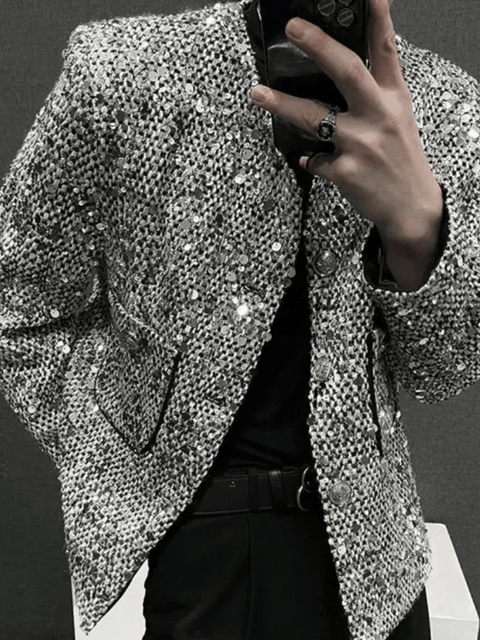 Mens Grey Sequin Jacket