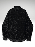 Black Mens Sequin Shirt Fringes