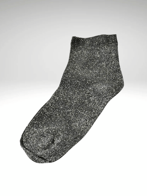 Black_Silver Socks With Glitter