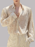 Apricot Mens Sequin Shirt Fringes