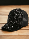 Sequin Baseball Cap Black