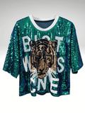 Green Sequin Top Tiger