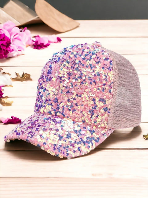 Sequin Baseball Cap Pink