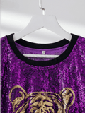 Sequin Purple Top Tiger