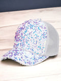 Sequin Baseball Cap White