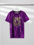 Sequin Purple Top Tiger