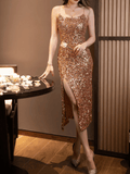 Pink Gold Sequin Dress