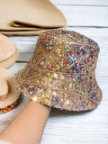 Rainbow Sequin Bucket Hat Pink