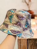 Rainbow Sequin Bucket Hat White