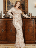 Beige Gold Plus Size Sequin Dress