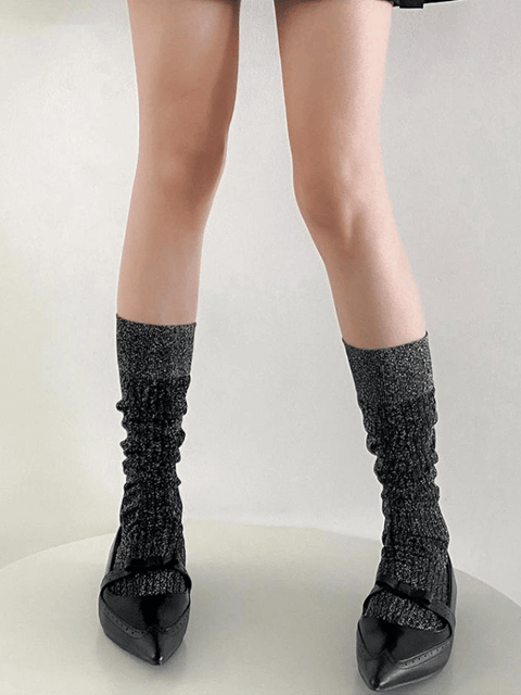 Black_Silver Glitter Socks