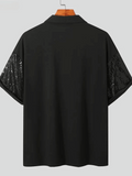 Black Mens Sequin Polo Shirt