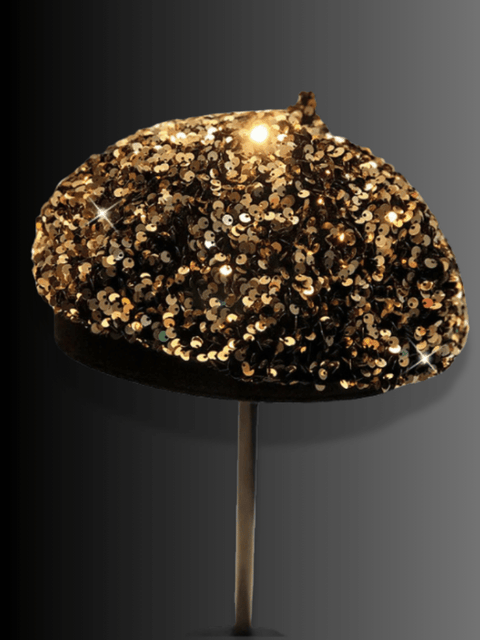 Sequin Beret Gold