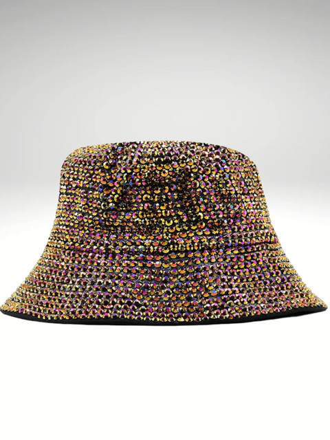 Gold Rhinestones Bucket Hat