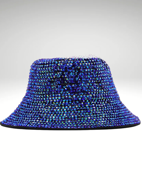 Blue Rhinestones Bucket Hat