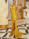 Yellow Sequin Dress Long