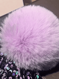 Sequin Pom Pom Beanie Hat