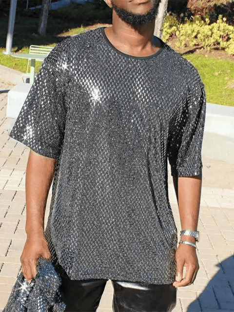 Mens Silver Sequin Shirt