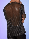 Men's Transparent Sequin Shirt Black