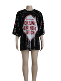 Black_Red Sequin Shirt Dress Letters