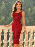 Red Strapless Sequin Dress