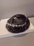 Silver Sequin Beret Hat Rhinestones