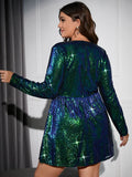 Plus Size Green Glitter Mini Dress