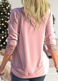 Pink Drop Neck Sequin Sweater