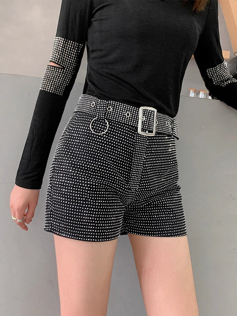 Silver Rhinestone Short Belt