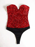 red Sequin Bodysuit