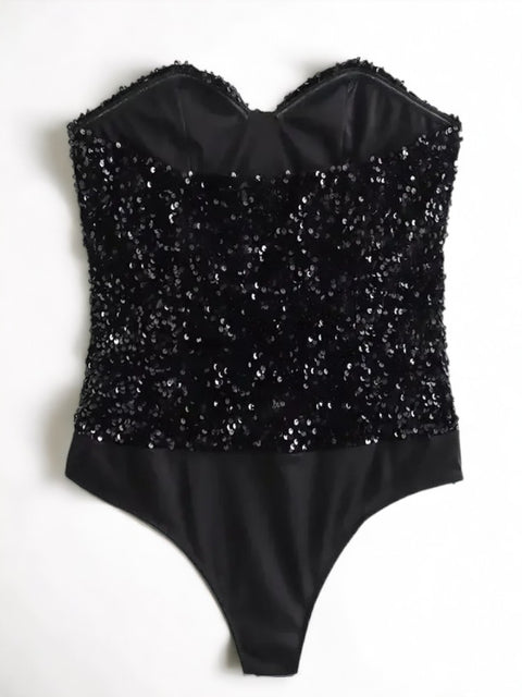 black Sequin Bodysuit