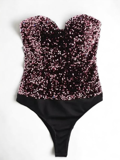 purple Sequin Bodysuit