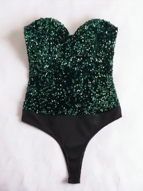 green Sequin Bodysuit