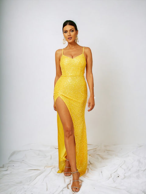 Yellow Sequin Dress