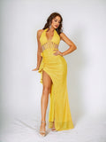 Yellow Sequin Evening Dresses