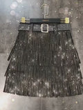 Moovie Fringed Mini Skirt Rhinestones