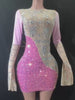 Moovie Pink Sequin Dress With Rhinestones