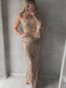 Moovie One Sleeve Rose Gold Sequin Dress