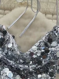 Moovie Silver Sequin Feather Dress