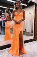 Neon Orange Sequin Dress